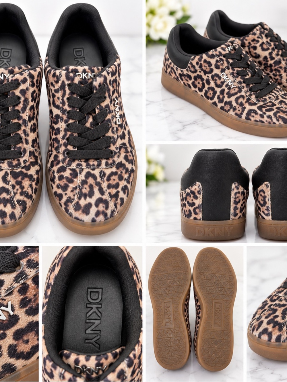 DKNY Kids Leopard-Print Sneakers in Black and Brown
